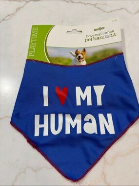 Meijer Playtime "I Love My Human" Blue Pet Bandana
